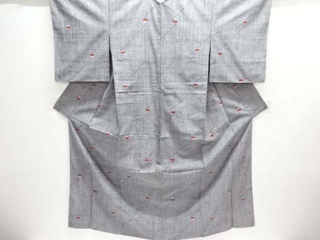 幾何学模様織出し手織り紬着物